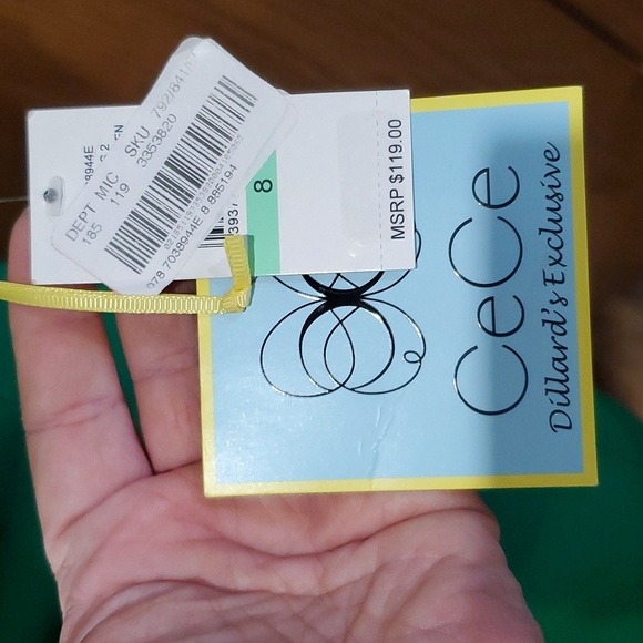 Cece nwt emerald green ruffle cap classic lines dress nwt - Picture 5 of 8